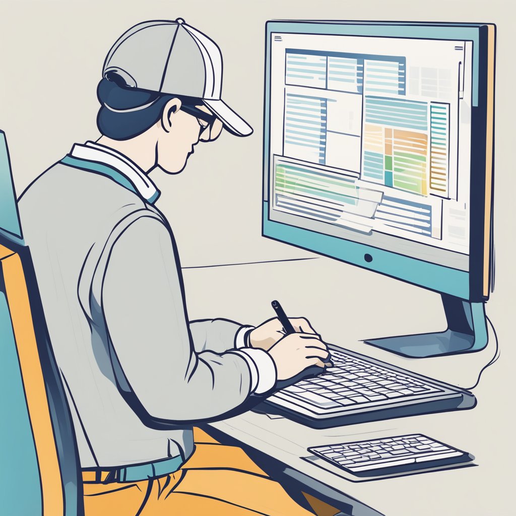 A person researching local keywords using a computer and notepad